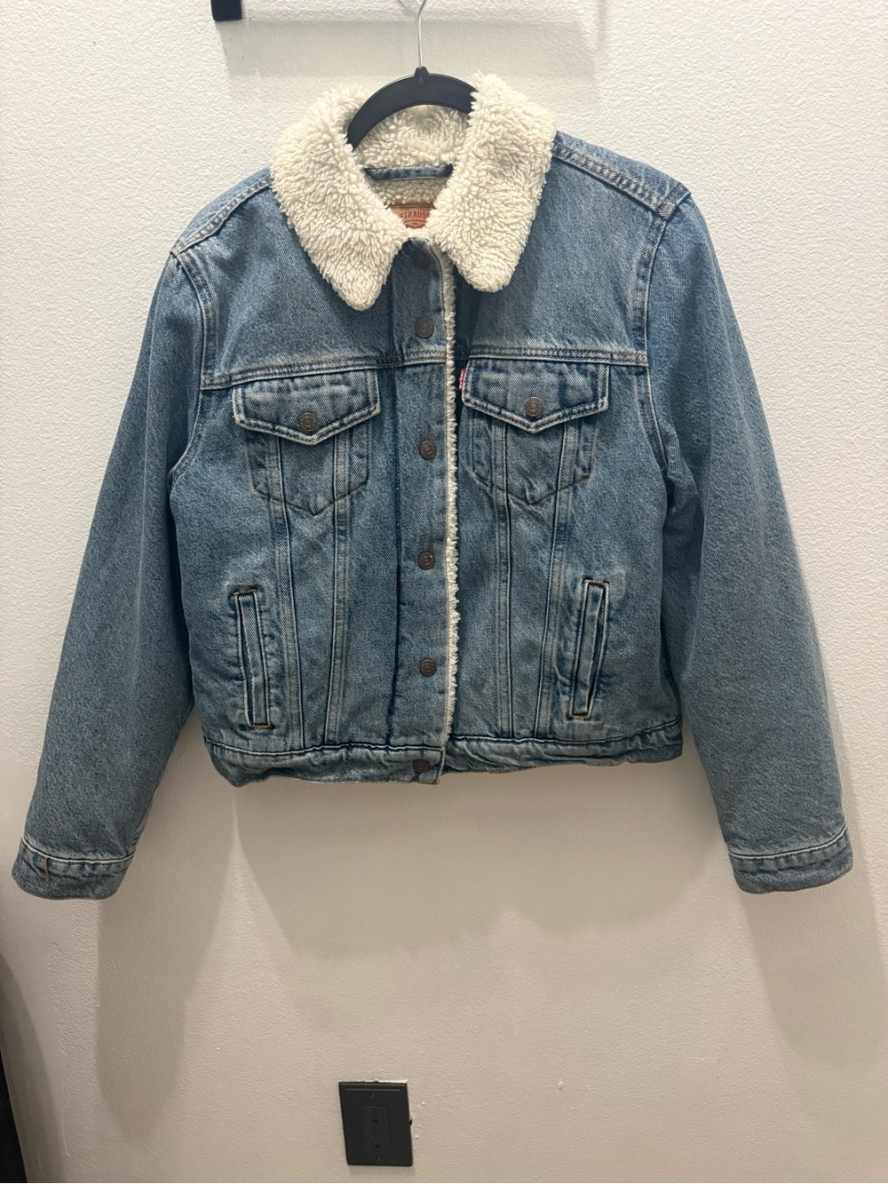 Levi's Light Blue Denim Jacket with Cream Sherpa Collar